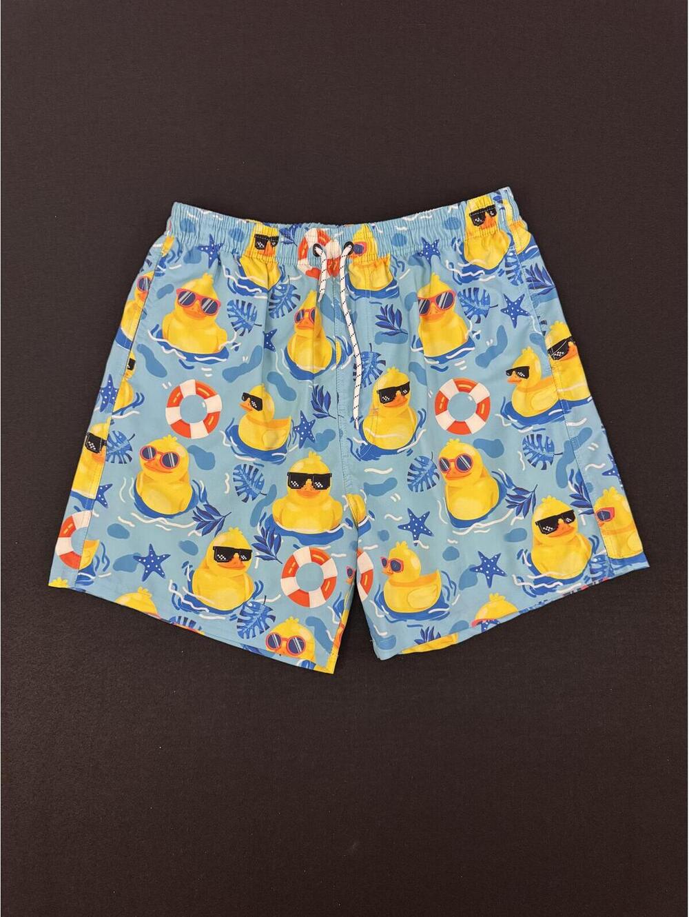 Men's Swim Shorts with Cool Rubber Duck Pattern X-Large